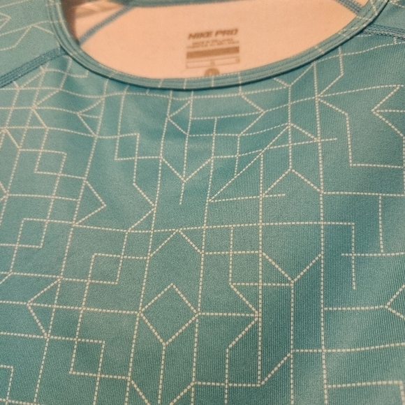 Nike Pro Hyperwarm Geo Print Training Shirt Teal  Large - Picture 4 of 7